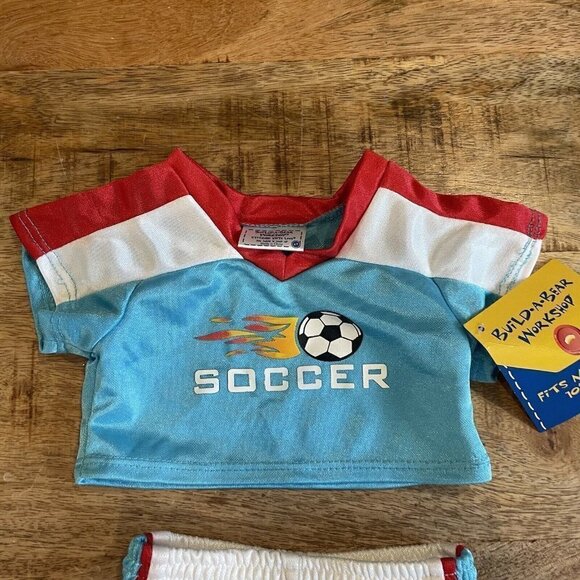 Build-a-Bear Soccer Uniform 4pc Teal 14" GUC Outfit Clothes Sports Athletic - Picture 3 of 7